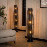 Lampadaire Liora 3 lumières cylindre maille noir 120 cm 