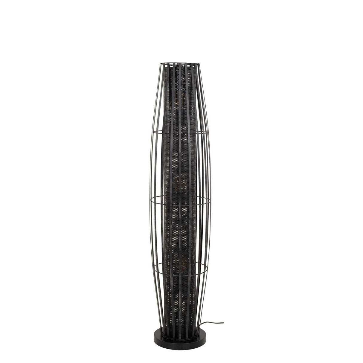 Lampadaire Liora 3 lumières cylindre maille noir 120 cm 