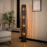 Lampadaire Liora 4 lumières cylindre maille noir 150 cm 