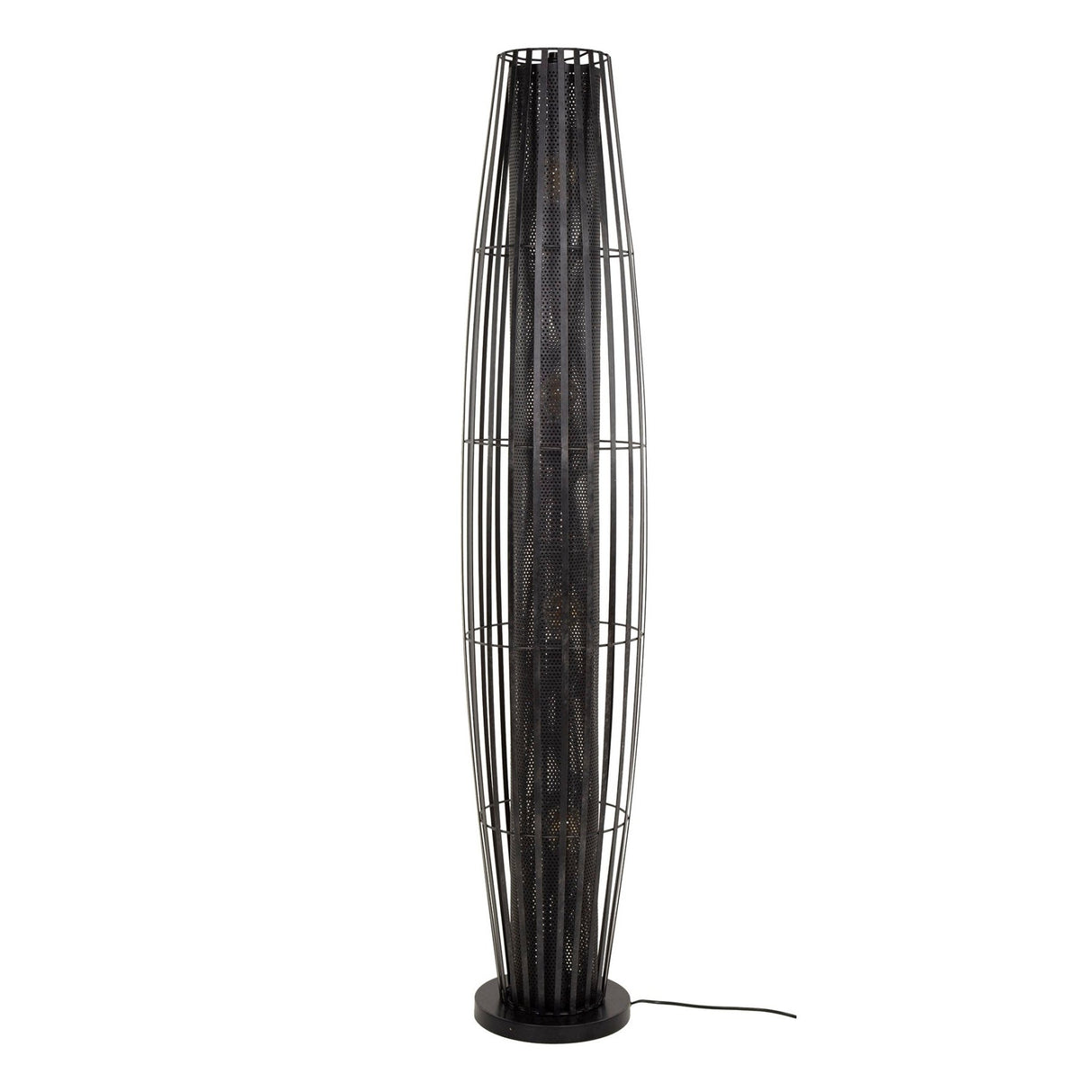 Lampadaire Liora 4 lumières cylindre maille noir 150 cm 