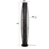 Lampadaire Liora 4 lumières cylindre maille noir 150 cm 