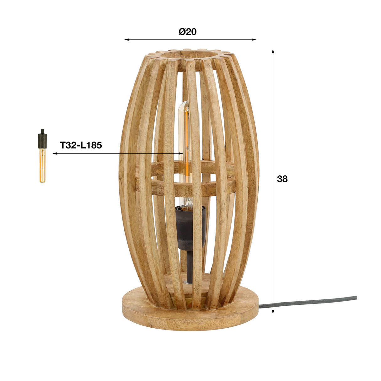 Lampe à poser Jalou en bois de manguier