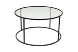 Table basse en verre rond 80 cm Barlin - Cadre noir 
