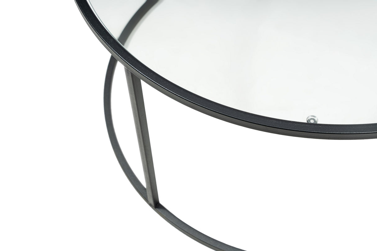 Table basse en verre rond 80 cm Barlin - Cadre noir 