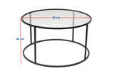 Table basse en verre rond 80 cm Barlin - Cadre noir 