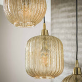 Glazen hanglamp Olaf 5-lichts amber goud