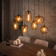 Hanglampen - Hanglamp 7 - lichts bruin reliëf glas Chen - Dimehouse