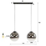 Hanglamp Juliette 2-lichts rookglas