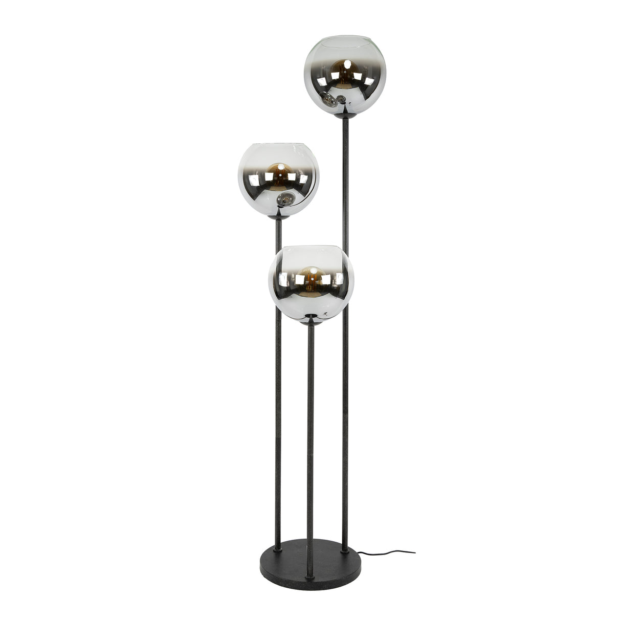 Moderne Vloerlamp Arvo 3-lichts zwart met metalen kap