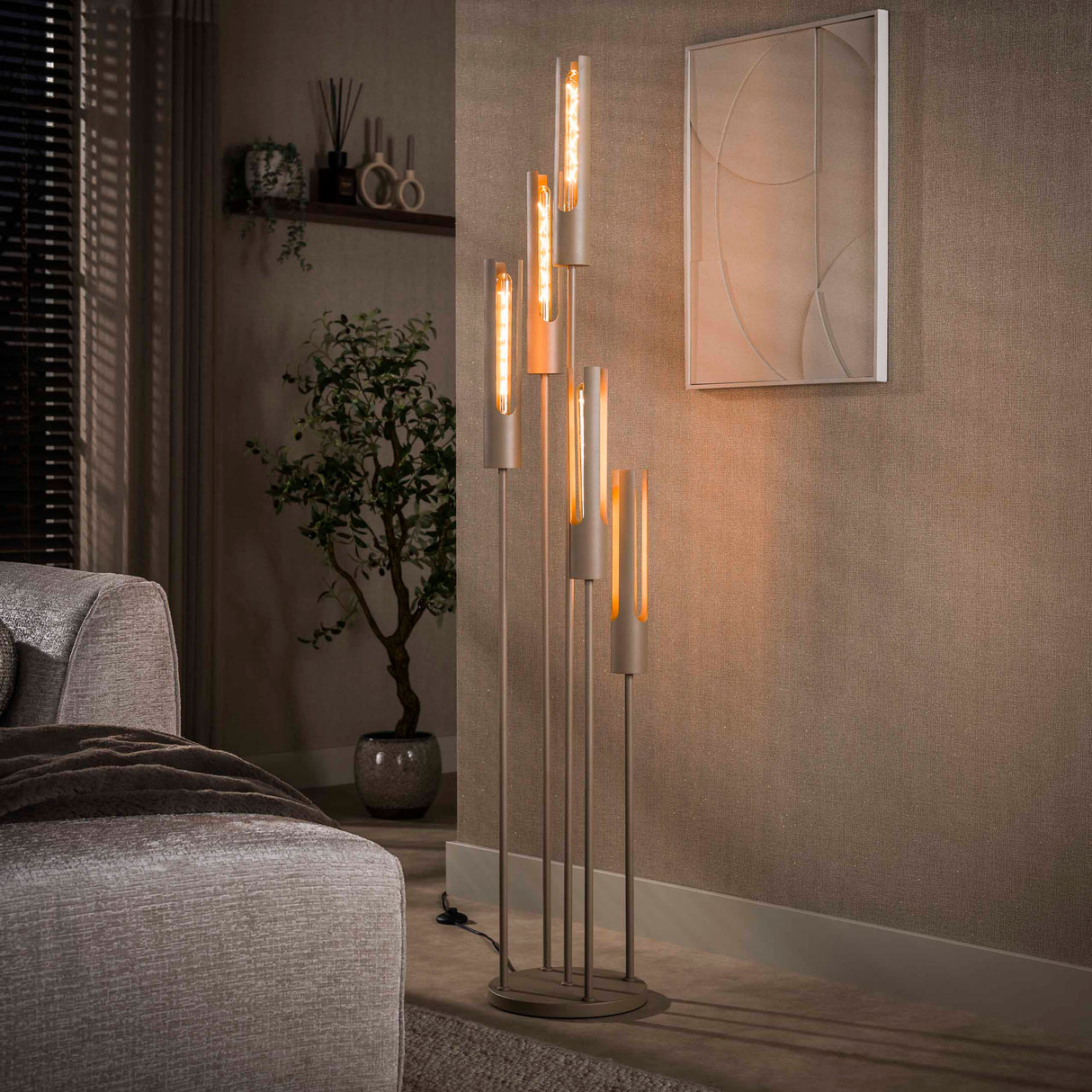Lampadaire Judy 5 lumières à gradins beige