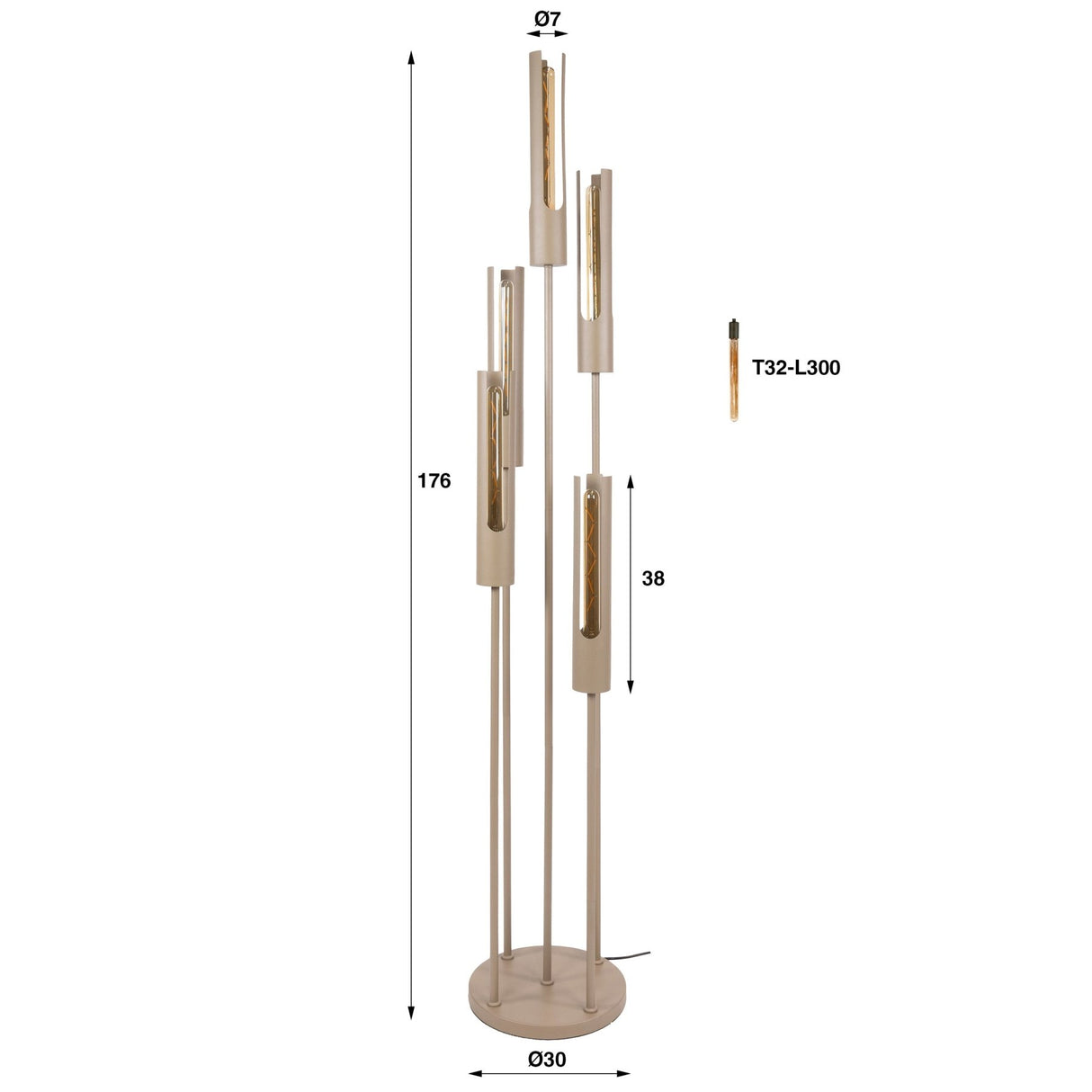 Lampadaire Judy 5 lumières à gradins beige