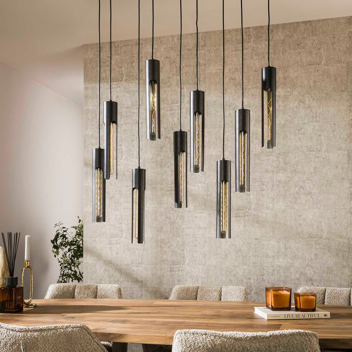 Suspension Judy 9 lumières noir 
