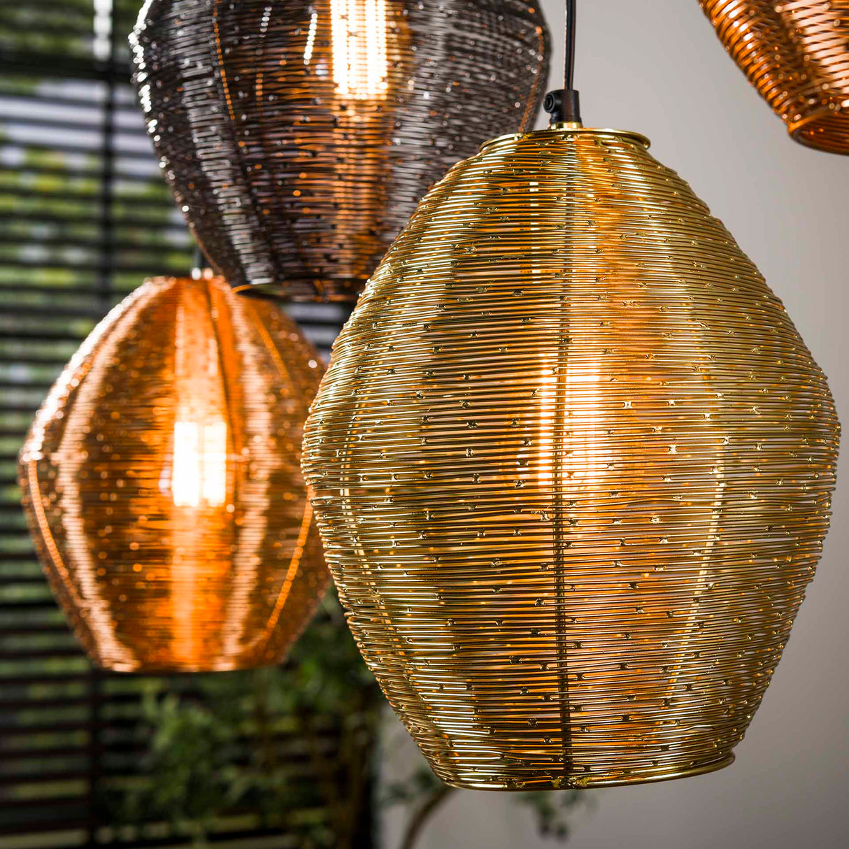 Hanglamp Wez 5-lichts gekleurd nikkel