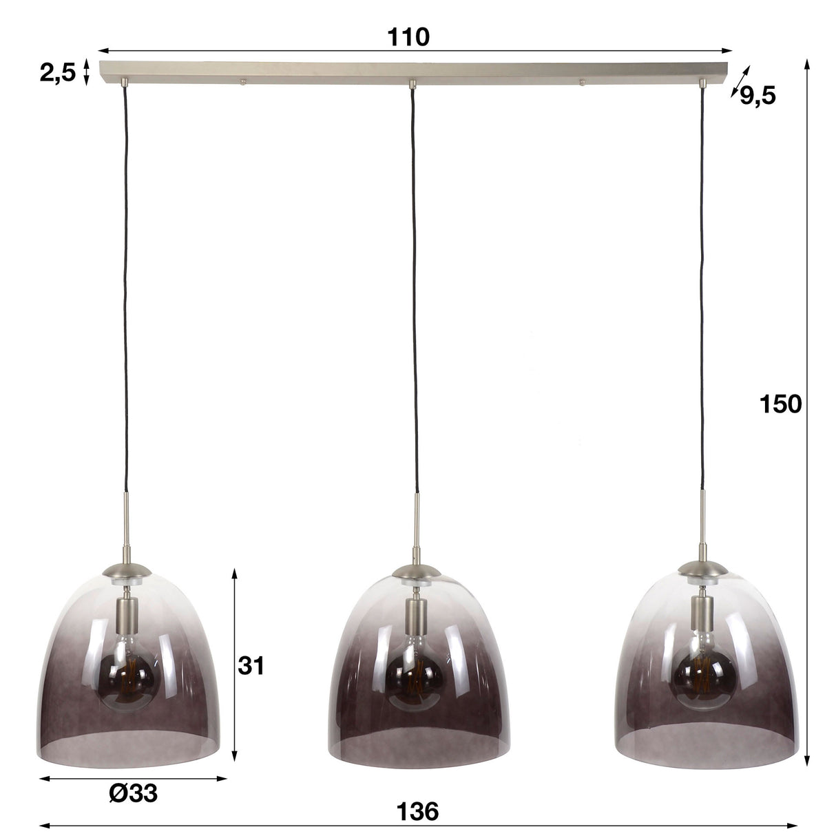 Gradient de couleur de lampe suspendue à suspension industrielle