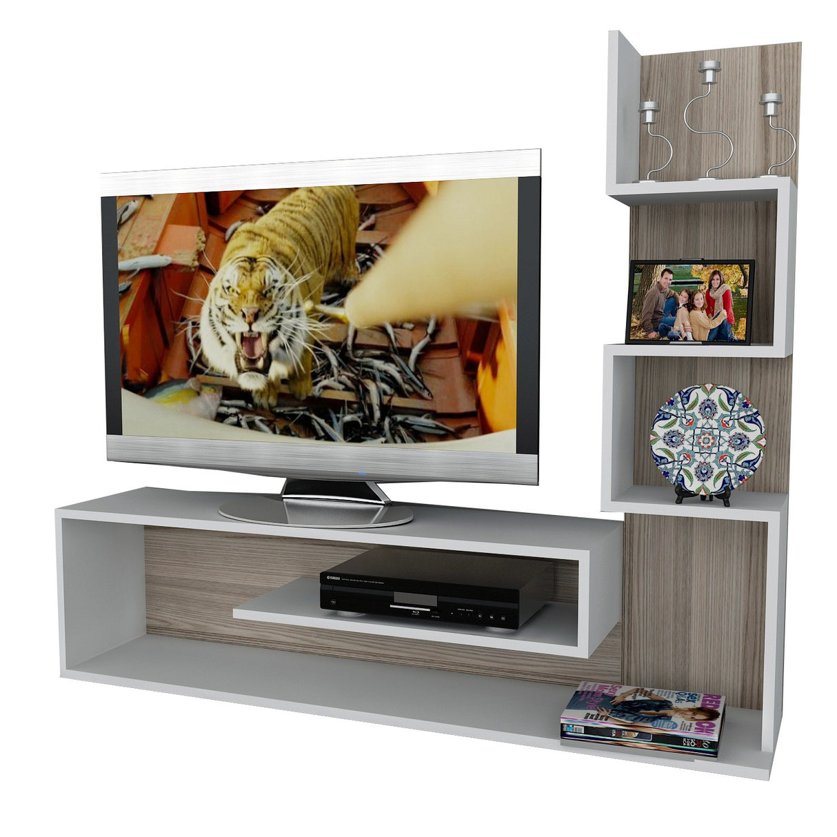 TV Meubel Set Metehan Wit Cordoba Melamine 120x33,1x cm