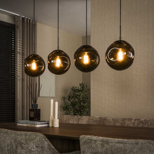 Hanglamp-Hanglamp Ada 4-lichts bruin glas-Dimehouse