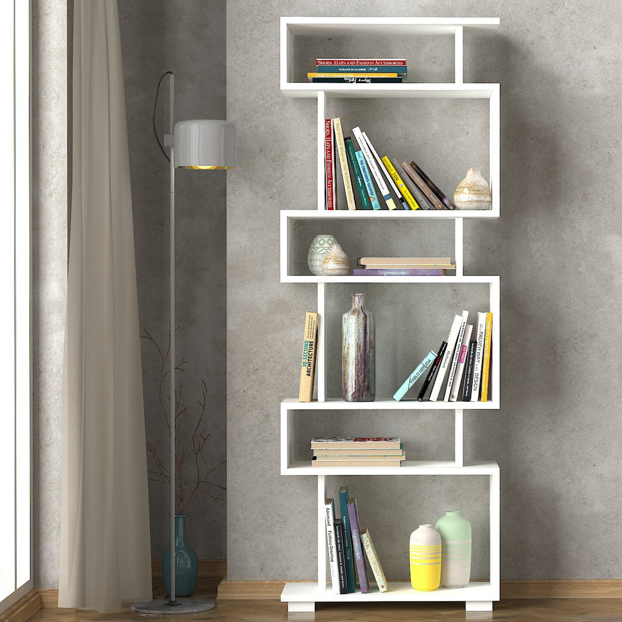 Boekenkast Blok Wit Melamine 60x165x19,5 cm