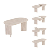 Sorell uitschuifbare eettafel travertin 160 cm Gemelamineerd houtcomposiet