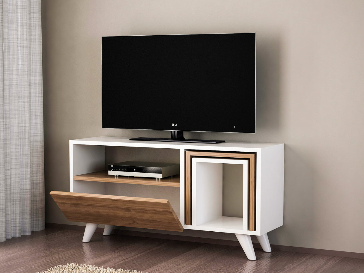 Ensemble de meubles de télévision Novella White Walnut Melamine 90x51x29.5 cm