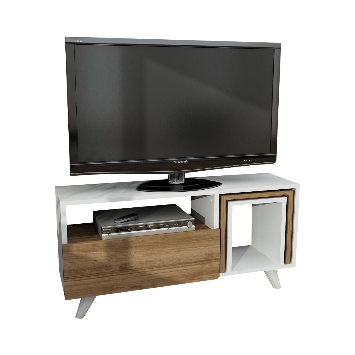 Ensemble de meubles de télévision Novella White Walnut Melamine 90x51x29.5 cm