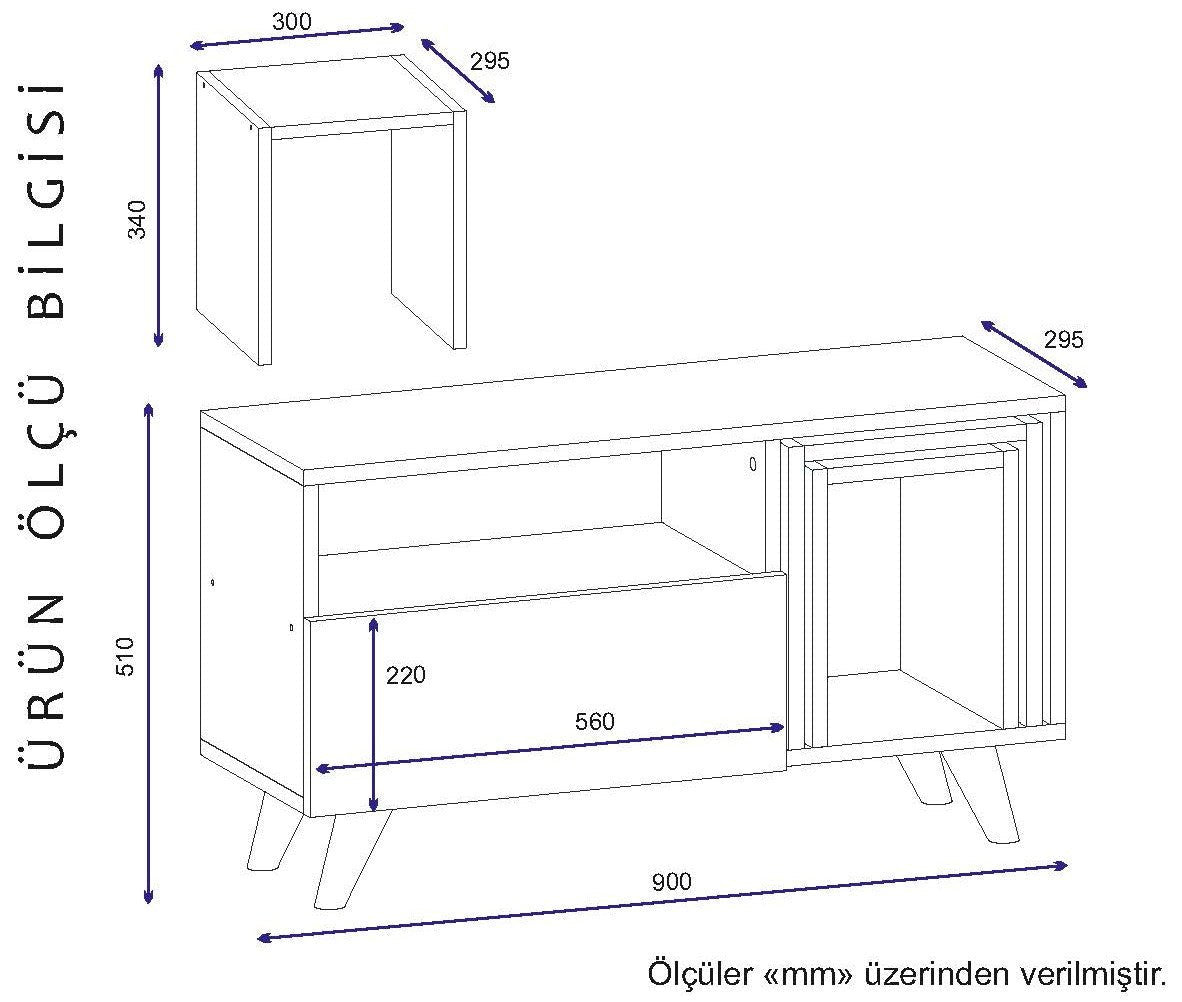 TV Meubel Set Novella Wit Walnoot Melamine 90x51x29,5 cm