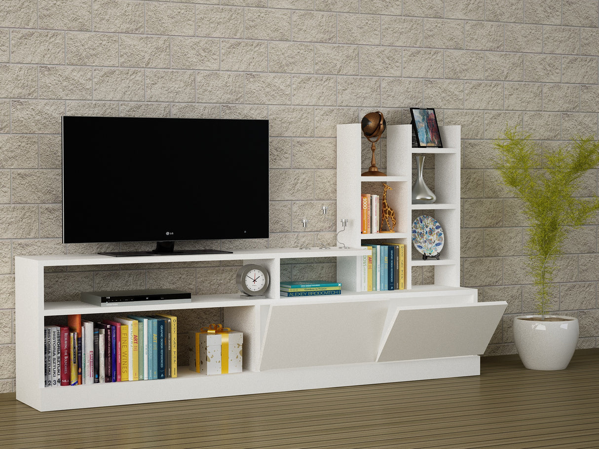 Ensemble de meubles TV Dolunay Mélamine blanche 164.4x91.3x25 cm