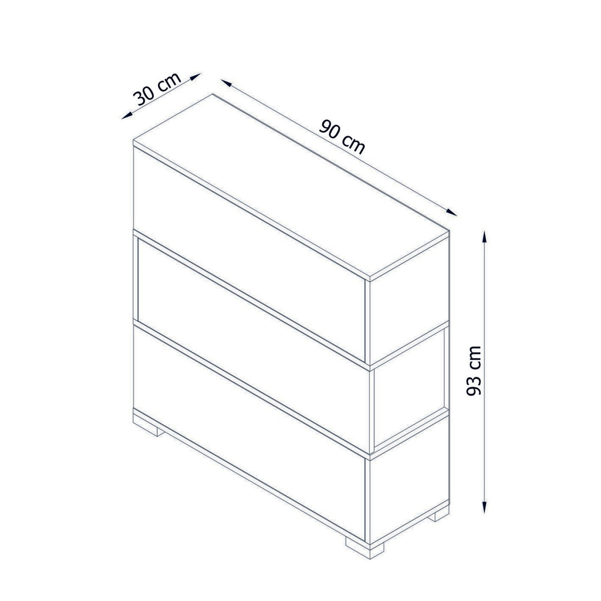 Schoenenkast Napolyon Wit Walnoot Melamine 90x93x30 cm