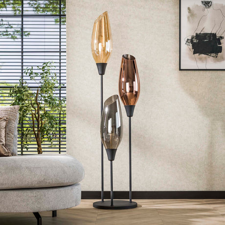 Lampadaire Coco 3 lumières en verre coloré 