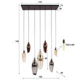 Hanglamp Coco 7-lichts gekleurd glas