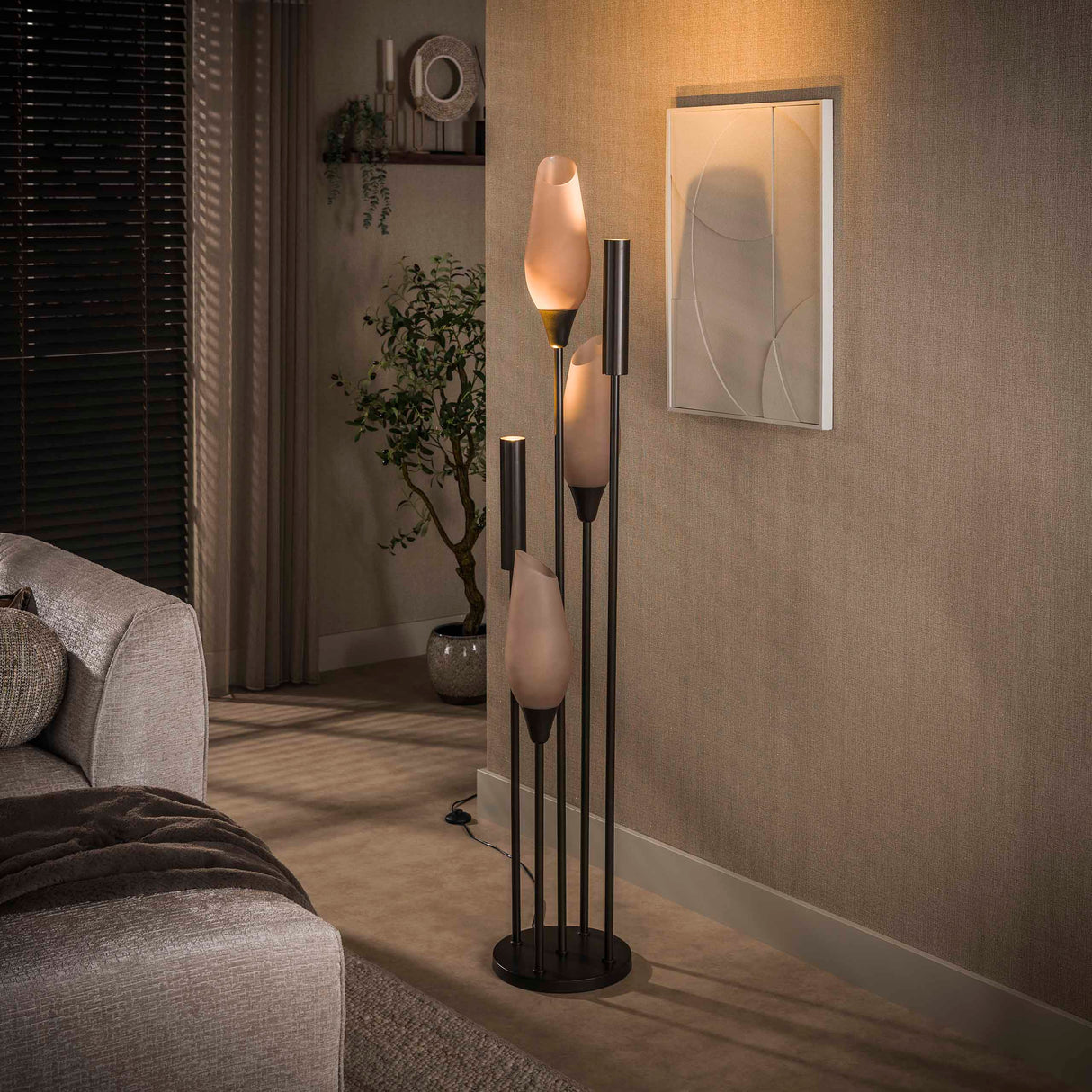 Lampadaire Cocoon 5 lumières marron dépoli