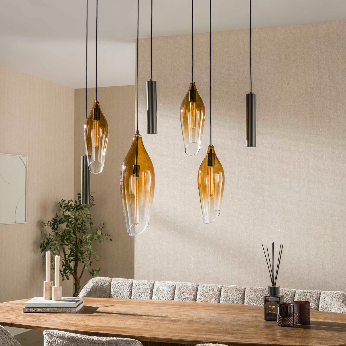 Lampe suspendue cocon suspension marron
