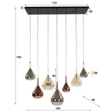 Lampe suspendue Jamie 7-light verre coloré