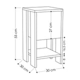 Table de chevet ema white mokka mélamine 30x55x30 cm