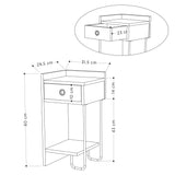 Nachtkastje Sirius Left Mokka Melamine 32x61x30 cm