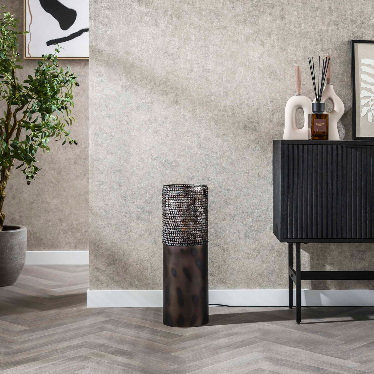 Vloerlamp cilinder Brick 60 cm zwart bruin
