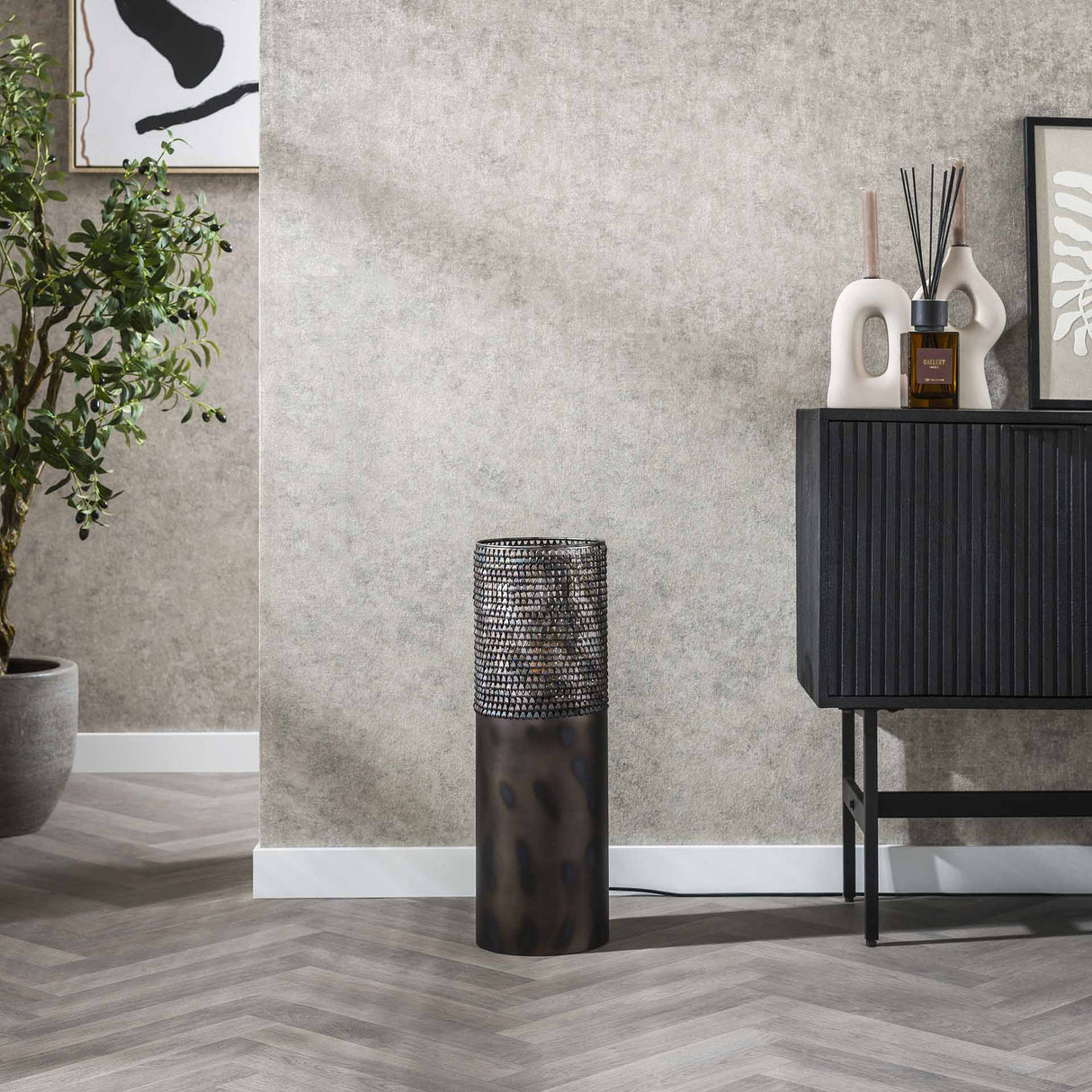 Vloerlamp cilinder Brick 60 cm zwart bruin