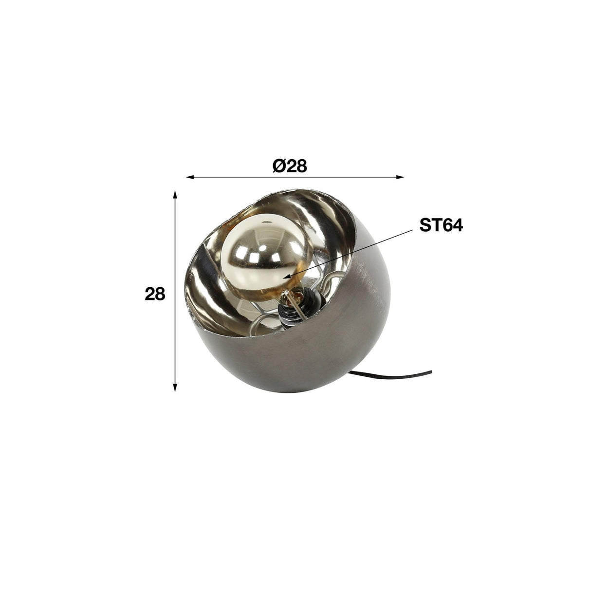 Oria Lampe de Table Ø28 Mirror Noir Nickel 