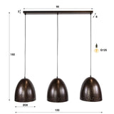 Hanglampen - Industriële Hanglamp Kylian 3 - lichts Metaal Bruin - Dimehouse