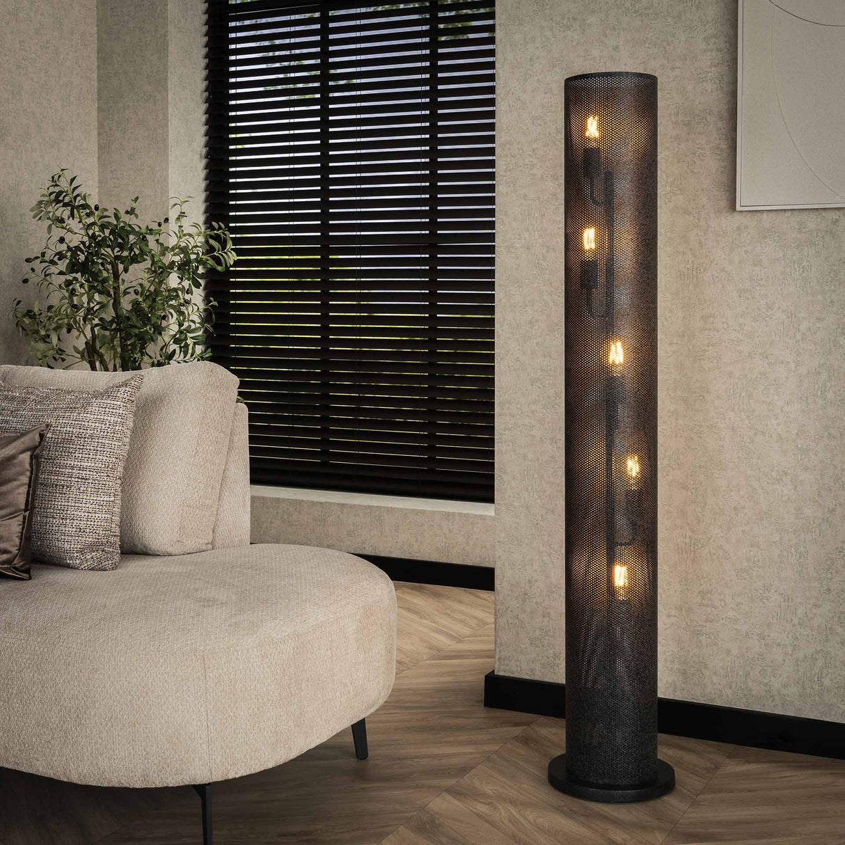 Lampadaire Knox 5 lumières maille noire 