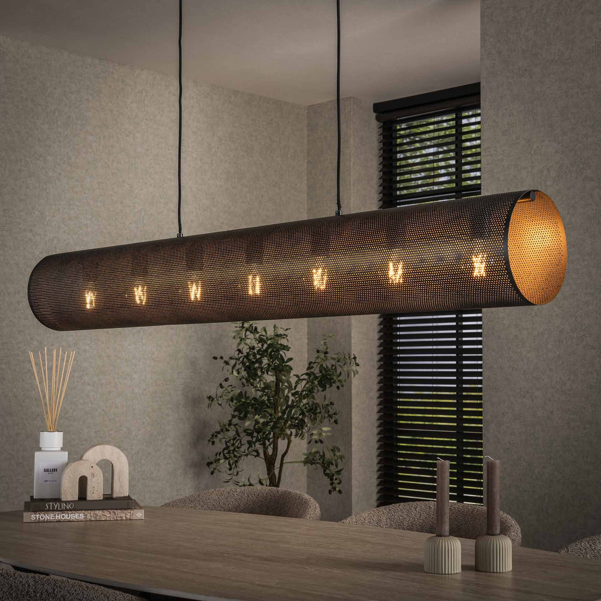 Hanglamp Knox 7-lichts XL mesh zwart