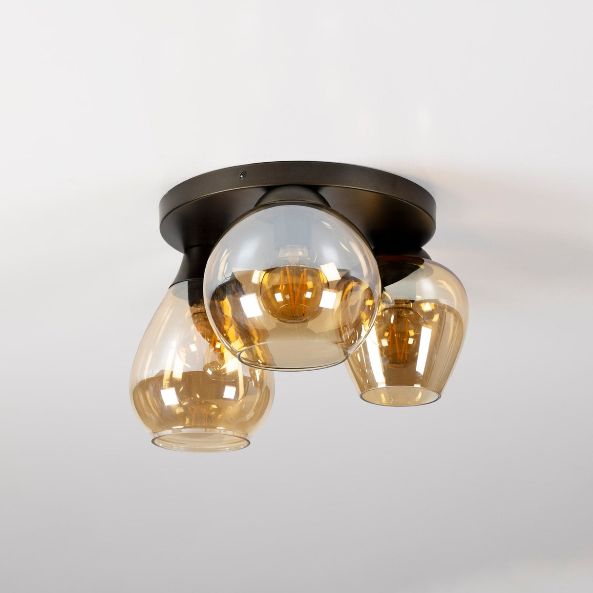 Plafondlamp - Moderne plafondlamp 3 - lichts Felien amberkleurig glas - Dimehouse