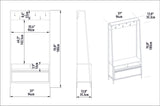 Meuble de rangement Porte-manteau Noyer Mélamine Devon - Avec Compartiments et Tiroir 