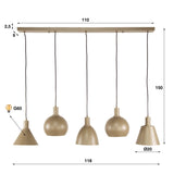 Suspension Nova 5 lumières - Beige - 120 cm 