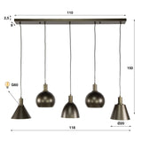 Suspension Sienna 5 lumières Industriel - Marron 120 cm 