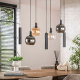 Hanglamp Valeo 7-lichts Zwart Metaal 110 cm