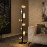 Lampadaire Khai 8 lumières cylindre verre mixte 