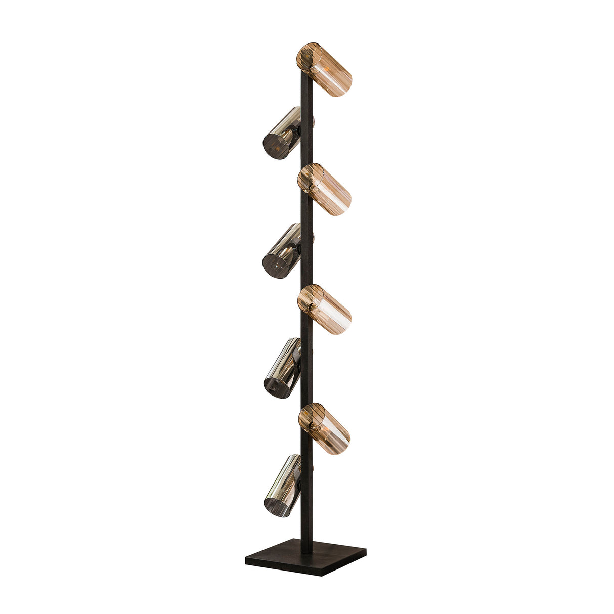 Lampadaire Khai 8 lumières cylindre verre mixte 