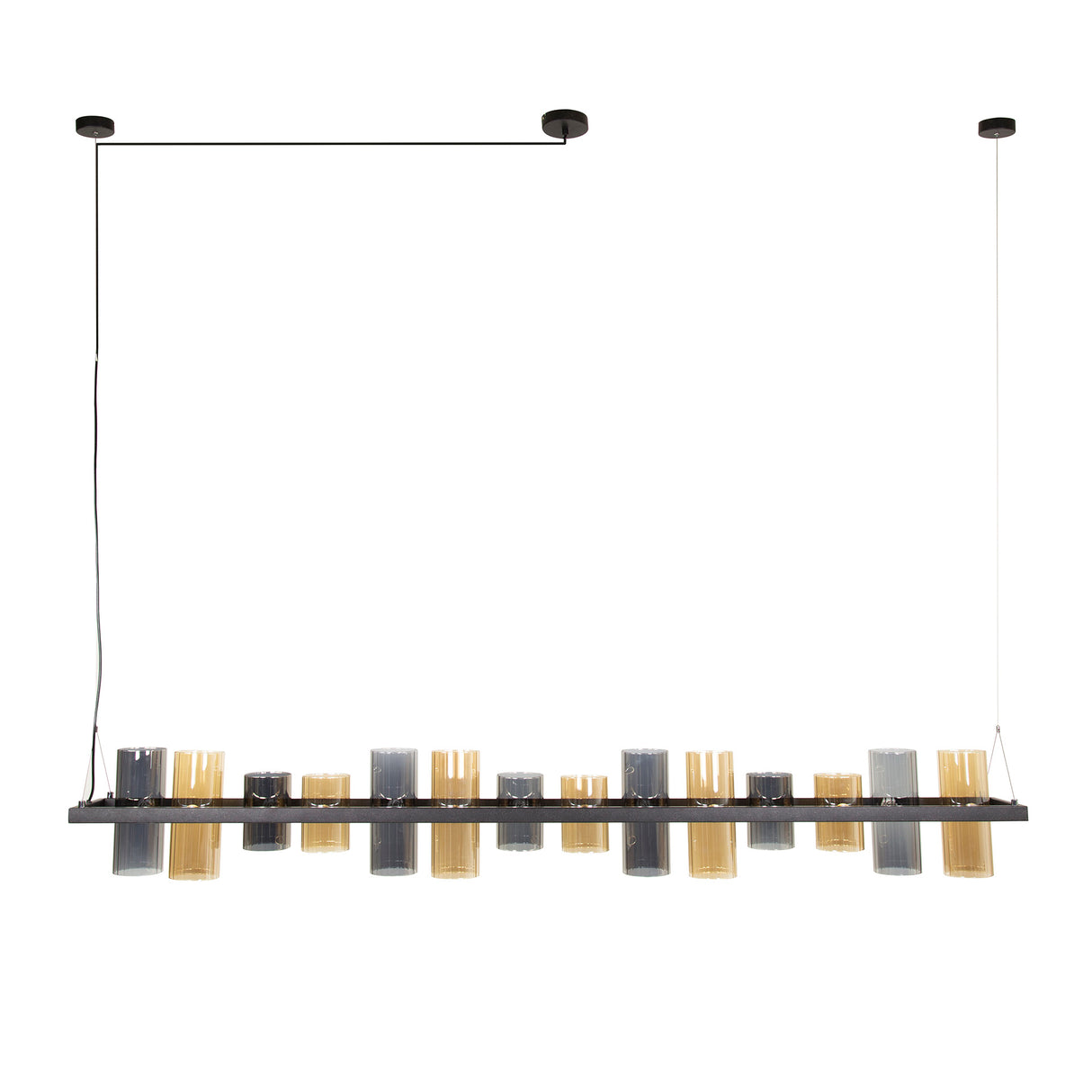 Hanglamp Khai 14-lichts cilinder gemixt glas