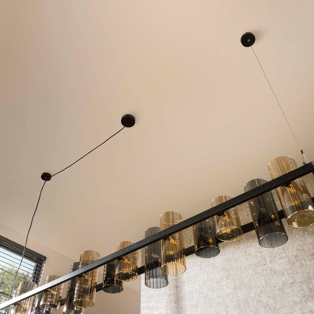 Hanglamp Khai 14-lichts cilinder gemixt glas