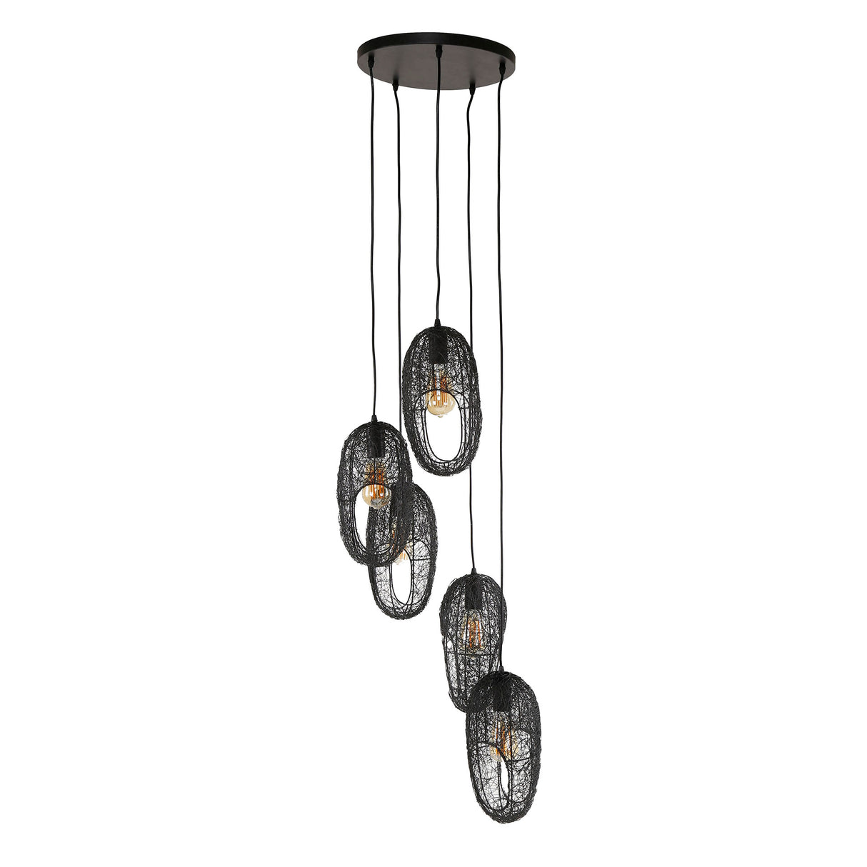 Lampe suspendue Debra 5 lumières à gradins métal noir